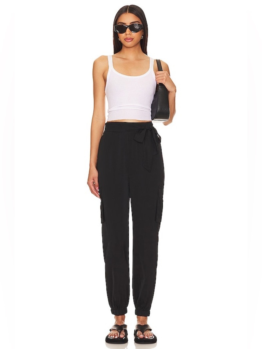 NWT Superdown x Revolve Satin Cargo Pants Sz S - Black